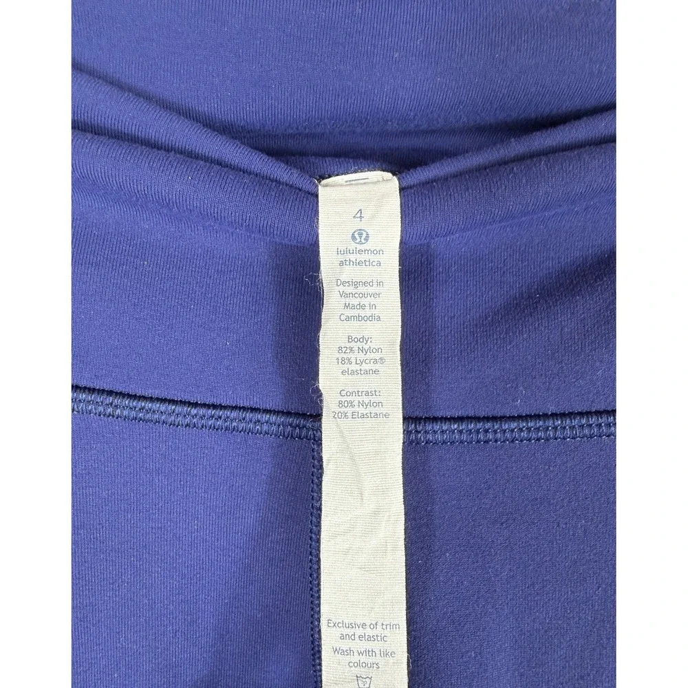 Lululemon Athletica Women Royal Blue Lattice Mesh High Rise Leggings Size 4‎